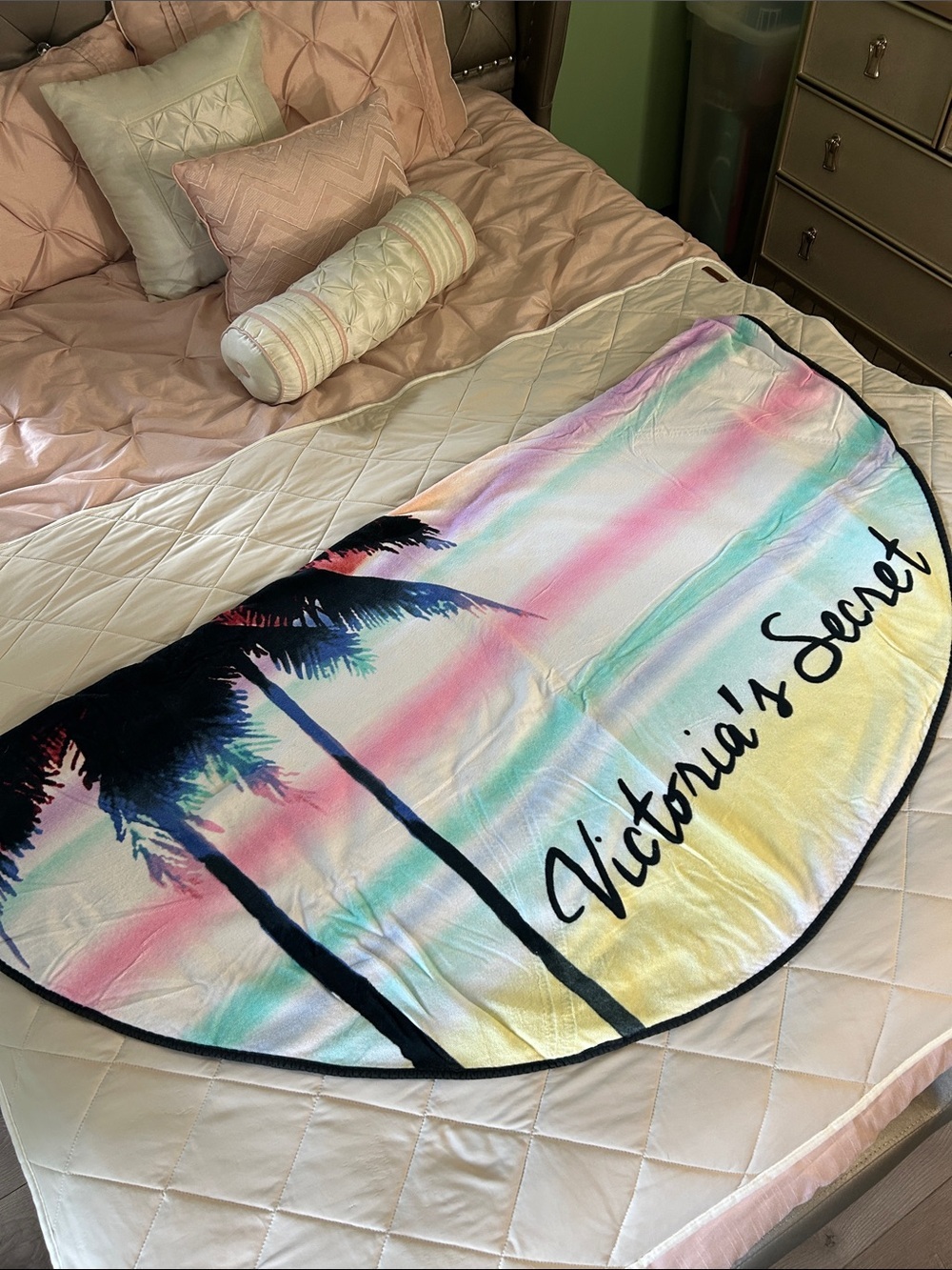 Victoria's Secret Pastel Palm Round Beach Towel